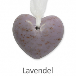 Sheep milk soap heart round 60g, hanging with organca, Lavender 
