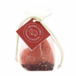 Sheep milk soap heart florex 80g, with rose petals in organza, Rose with petals 