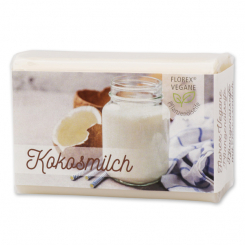 Vegan oil soap 100g, with label in a cellophane, Coconut milk 