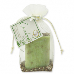 Sheep milk soap 100g, decorated with verbena-herbs in organza, Verbena 