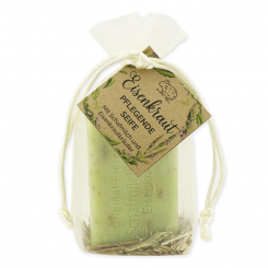 Schafmilchseife eckig 100g mit Eisenkrautkräuter im Organzasackerl "Wohlfühlzeit", Eisenkraut 