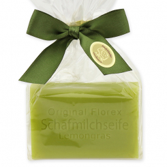 Sheep milk soap square 100g in a cellophane bag, Lemongrass with herbs 