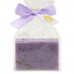Sheep milk soap square 100g in a cellophane bag, Lavender 