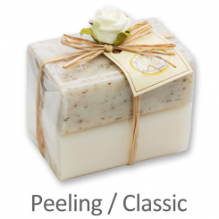 Sheep milk soap square 100g 2 pieces packed, Classic/Peeling with poppy 