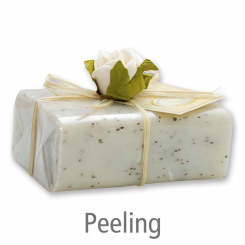 Sheep milk soap square 100g 1 piece packed, Peeling with poppy 