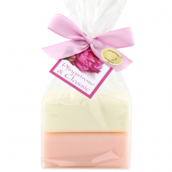 Schafmilchseife eckig 100g 2er verpackt mit Kärtchen, Classic/Pfingstrose 