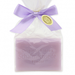 Sheep milk soap square 100g in a cellophane bag, Lilac 