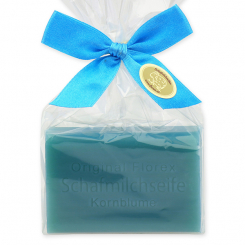Sheep milk soap square 100g in a cellophane bag, Cornflower 
