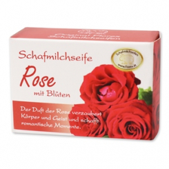 Sheep milk soap square 100g paper box, Rose with petals 