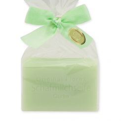 Sheep milk soap square 100g in a cellophane bag, cucumber 
