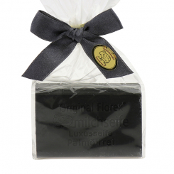 Sheep milk soap square 100g, without palm oil in a cellophane bag, luxury 'Noir' 