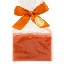 Sheep milk soap square 100g in a cellophane bag, Blood Orange 