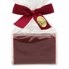 Sheep milk soap square 100g in a cellophane bag, Winter Magic 