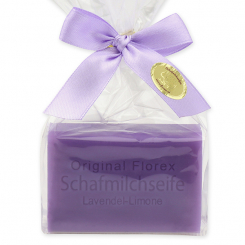 Sheep milk soap square 100gin a cellophane bag, Lavender Lime 