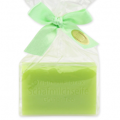 Sheep milk soap square 100g in a cellophane bag, Green tea 