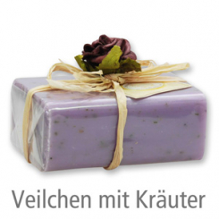 Sheepmilk soap square 100g 1 piece packed, Viola with herbs 
