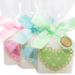 Sheep milk soap 35g decorated with a heart in a cellophane, Classic 