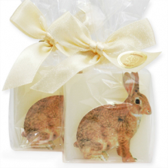 Sheep milk soap 35g decorated with a rabbit in a cellophane, Classic 