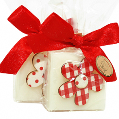 Sheep milk soap 35g decorated with a flower in a cellophane, Classic 
