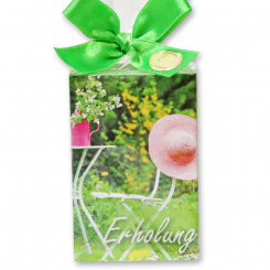 Schafmilchseife eckig 150g in Cello "Erholung", Gartenseife 