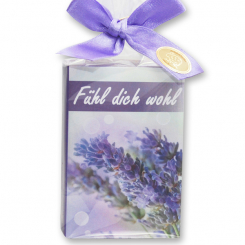 Sheep milk soap 150g in a cellophane bag "Fühl dich wohl", Lavender 