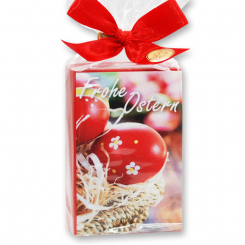 Schafmilchseife eckig 150g in Cello "Frohe Ostern", Granatapfel 