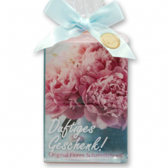 Schafmilchseife eckig 150g in Cello "Duftiges Geschenk", Pfingstrose 