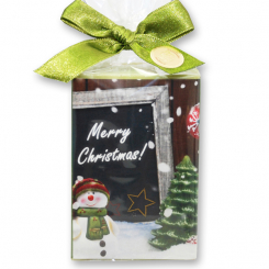 Schafmilchseife eckig 150g in Cello "Merry Christmas", Eisenkraut 