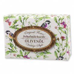 Schafmilchseife eckig 150g "Vintage-Motiv 176", Olivenöl 