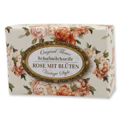 Sheep milk soap 150g "Vintage motif 189", Rose with petals 