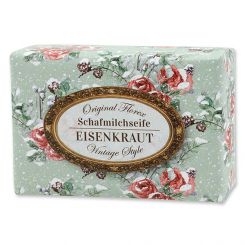 Schafmilchseife eckig 150g "Vintage-Motiv 217", Eisenkraut 