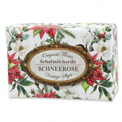 Sheep milk soap 150g "Vintage motif 219", Christmas rose white 