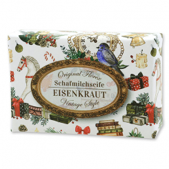 Schafmilchseife eckig 150g "Vintage-Motiv 229", Eisenkraut 