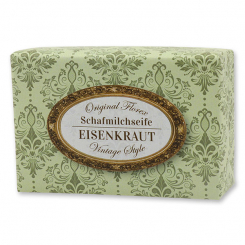 Schafmilchseife eckig 150g "Vintage-Motiv 68", Eisenkraut 