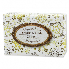 Schafmilchseife eckig 150g "Vintage-Motiv 93", Zirbe 