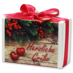 Schafmilchseife eckig 150g in Schachtel "Herzliche Grüße", Cranberry 