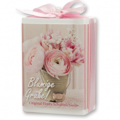 Schafmilchseife eckig 150g in Schachtel "Blumige Grüße", Classic 