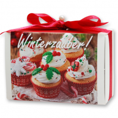 Schafmilchseife eckig 150g in Schachtel "Winterzauber", Cranberry 