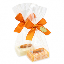 Sheep milk guest soap 25g decorated with a fish in a cellophane, Classic/orange 