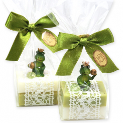 Sheep milk guest soap 2x25g decorated with a frog in a cellophane, Classic/verbena 