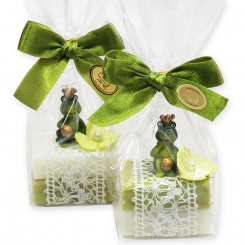 Sheep milk guest soap 2x25g decorated with a frog prince in a cellophane, Classic/verbena 