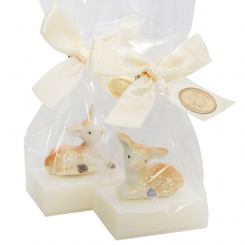 Schafmilchseife Gästeseife 25g dekoriert mit Reh Kitz in Cello, Classic 