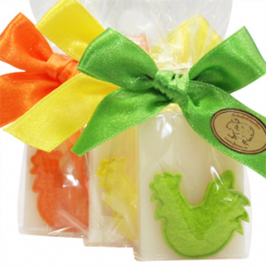 Sheep milk guest soap 25g decorated with a rooster in a cellophane, Classic 