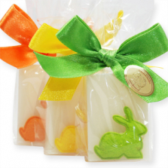 Sheep milk guest soap 25g decorated with a rabbit in a cellophane, Classic 