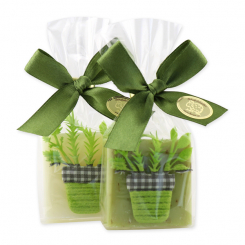 Sheep milk soap 35g decorated with a herbs-ribbon in a cellophane, Classic/verbena 