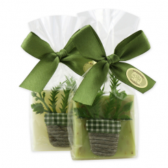 Sheep milk soap 35g decorated with a herbs-ribbon, Classic/verbena 