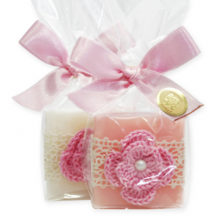 Sheep milk soap 35g decorated with a flower, Classic/peony 