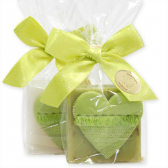 Sheep milk soap 35g decorated with a heart in a cellophane, Classic/verbena 