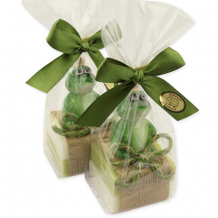Sheep milk soap 2x35g decorated with a frog in a cellophane, Classic/verbena 