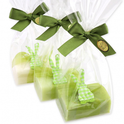Sheep milk soap 100g decorated with a rabbit in a cellophane, sorted 